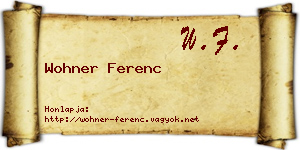 Wohner Ferenc névjegykártya