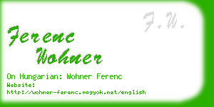 ferenc wohner business card